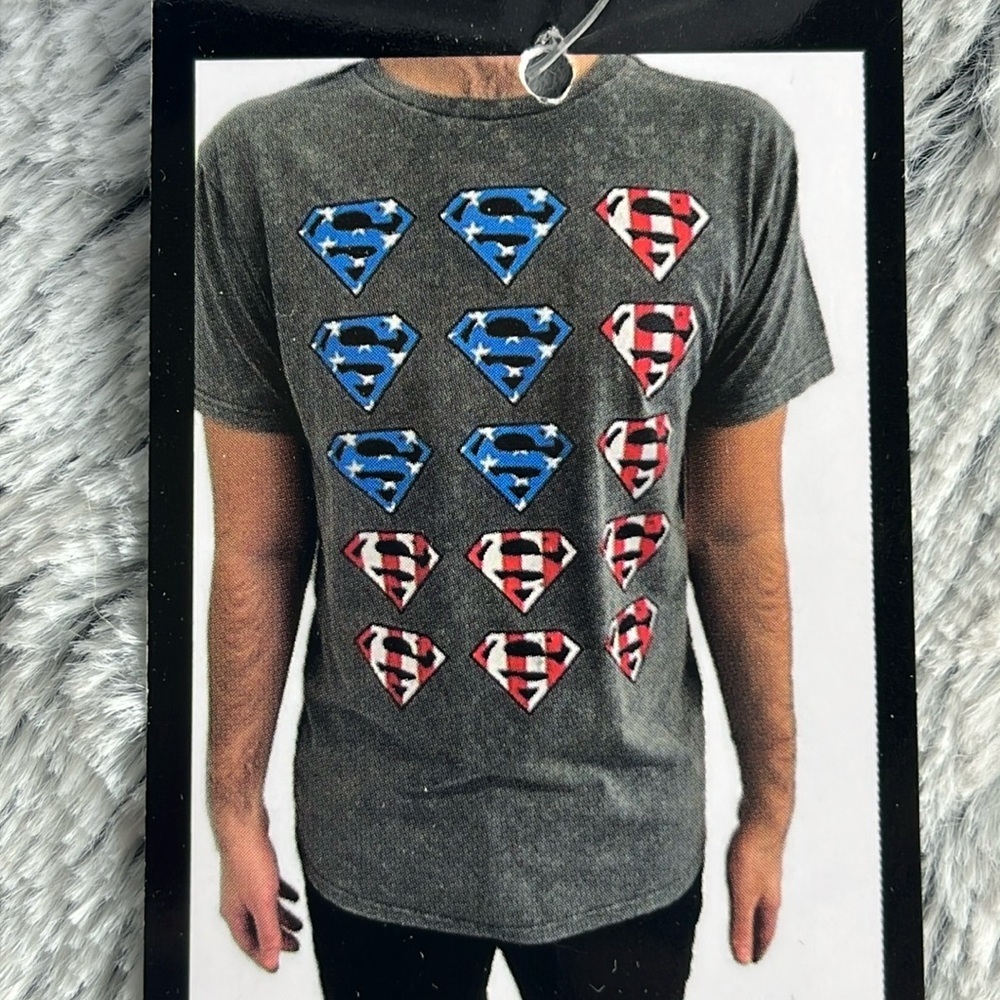 SuperMan with Americana Logos Short Sleeve T-shirt